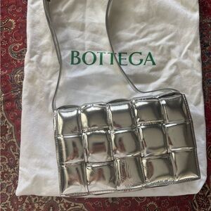 Bottega Veneta Metallic Silver Padded Shoulder Bag